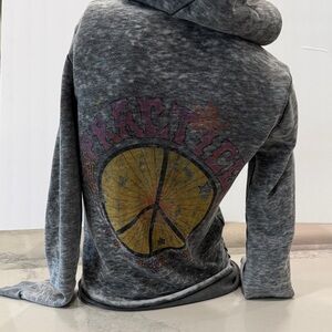 Gray Love this Life Graphic Hooded Long-Sleeve Shirt with Peace Sign